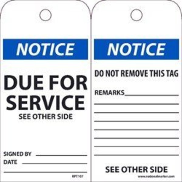 Nmc TAGS, NOTICE DUE FOR SERVICE,  RPT107